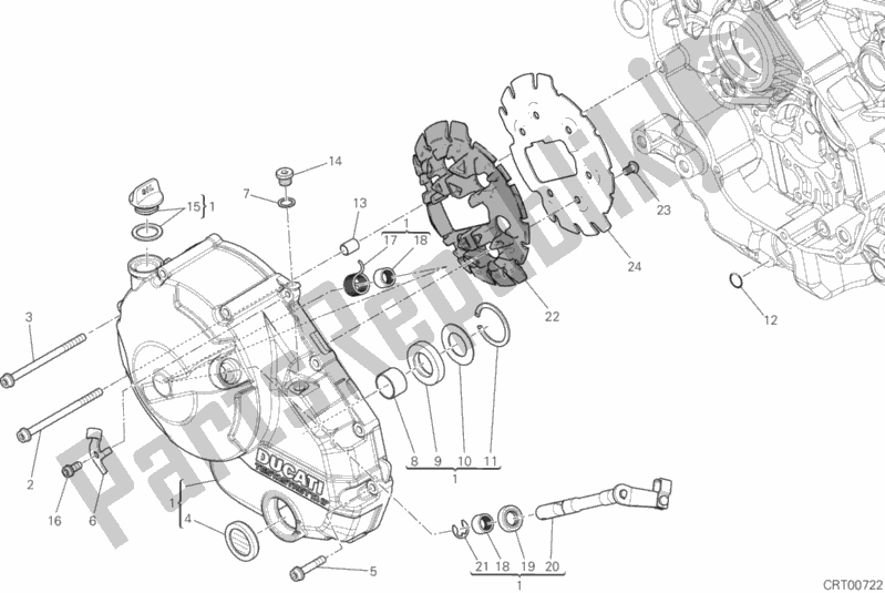 All parts for the Clutch Cover of the Ducati Hypermotard 939 Thailand 2018